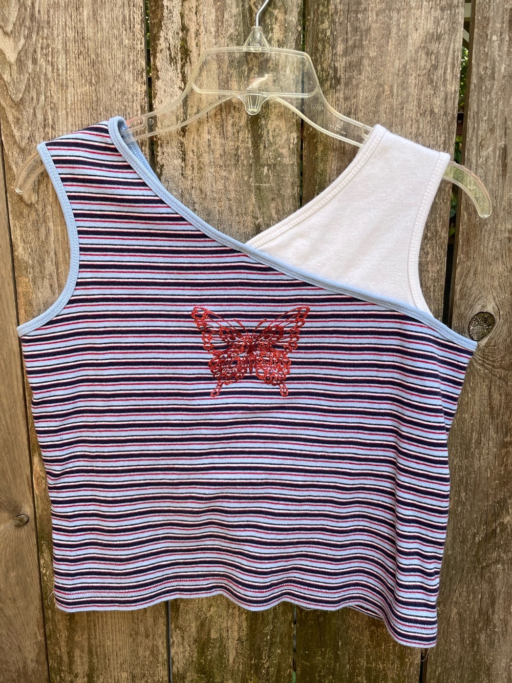 Y2K Striped Butterfly Tank Top